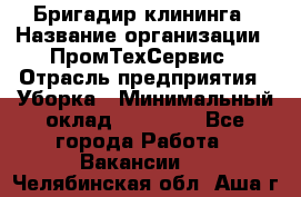 Бригадир клининга › Название организации ­ ПромТехСервис › Отрасль предприятия ­ Уборка › Минимальный оклад ­ 30 000 - Все города Работа » Вакансии   . Челябинская обл.,Аша г.